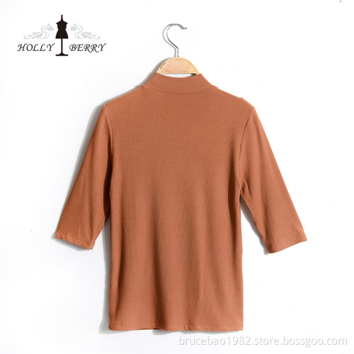 Ladies' Tops Different Models of Breathable Three Quarter Sleeve Vertical Stripe Women's Blouse
